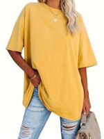 Plus Size Solid Simple T-Shirt, Casual Crew Neck Short Sleeve T-Shirt, Women'S Plus Size?Clothing - Image 4
