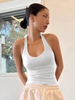 Women'S Sexy Backless Halter Top - Stretchy Shirt With Slim Fit, Non-See-Through Backless Blouse For Party, Date, Everyday - Okde Women'S Clothing, Date Night, Feminine Design, Comfortable Fit, Stylish Vest, Fashion Lovers