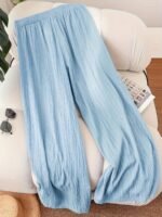 Plus Size, Comfortable Women'S New Spring Summer Business Casual Beachwear For Women, Valentine'S Day Style Fashion Commuter Elegant Purple For Lotus Pink Wide-Leg Pants, Lavender Loose-Fit Vacation Outfit Cruise Wear Summer Trousers - Image 10