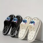 Disney Stitch Women'S Soft Eva Slip-On Slippers - Non-Slip Ventilated Shower Design, All-Season Indoor/Outdoor House Shoes With Cute Cartoon Pattern, Black & Pink Options, Hand Washable, Indoor Footwear, Slipon Style, Durable Footwear - Image 2
