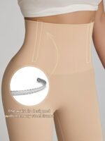 1Pc Women'S High-Waist Tummy Control Yoga Shorts - Black, Slimming & Butt Lifting, Non-Transparent, With Pulsator And Tummy Control, Comfortable Breathable Nylon/Spandex, Hand Washable - Ideal For Workouts And Daily Wear - Image 6