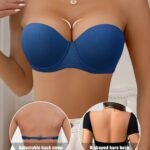 Solid Half Cup Underwire Strapless Bra, Elegant Comfy Push Up Bra, Women'S Lingerie & Underwear