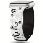 Women'S Floral Engraved For Apple Watch Band - Soft Silicone Sport Strap With Butterfly Clasp, Cute Flower Pattern Compatible With Series 1-10 & Ultra/Ultra 2/3/Se (38Mm-49Mm) - & Floral Design, Comfortable Durable Strap For Casual Attire - Image 5