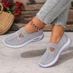 Zosivc Women'S Summer Slip-On Casual Sneakers - Lightweight Breathable Fabric Upper, Comfortable White Walking Shoes For Travel, Shopping, Beach & Garden - Cute Gift For Mom, Ladies Sneakers, Travel Footwear, Minimalist Design, Durable Rubber Sole - Image 12