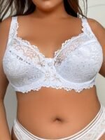 Plus Size Women'S Sexy Black Lace Bra - Ultra-Thin Comfort Fit With Underwire Support, E-Cup Soft Stretch Fabric & Lace Detailing For Everyday & Special Occasion Wear, Sophisticated Lingerie, Elegant Lingerie Style, Medium Elasticity - Image 3