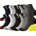 5 Pairs 10 Pairs Men'S Breathable Athletic Socks, Fashion Letter Print High Elasticity Outdoor Running Socks