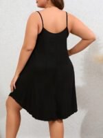 Women'S Sexy Lace-Trimmed Cami Sleep Dress - Comfy Polyester Blend, Machine Washable, All-Season Nightgown - Image 2