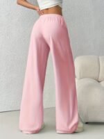 Women'S Casual Wide-Leg Joggers - Gray Drawstring Waist, Elastic Waistband, Comfortable Loose Fit For Spring/Summer/Fall, Perfect For Casual Attire, Jogging Pants - Image 8