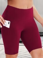 Women'S High-Waist Shaping Shorts With Crescent Pockets - Black, Stretchy Tummy Control, Mid-Thigh Length, Machine Washable, Summer Casual Wear, Everyday Compression Wear | Sleek Design | Tummy Control Shorts - Image 3