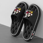 Disney Mickey & Minnie Mouse Unisex Eva Slippers - Soft Comfortable Non-Slip Indoor/Outdoor House Shoes With Ventilation Holes, All-Season Slip-On Design For Women & Men, Black & White Couple'S Slippers, House Slippers - Image 4