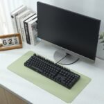 1Pc Leather Mouse Pad Faux Leather Desk Mat For Office, Waterproof And Stain-Proof Keyboard Pad, Simple Solid Color Computer Pad, Suitable For Office, Study Table Or Dining Table, Easy To Clean, Multiple Colors Available Pink, Blue, Green, Yellow, Gray, Black - Image 19