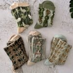 5 Pairs Floral Print Socks, Comfy & Breathable Mid Tube Socks, Women'S Stockings & Hosiery - Image 5
