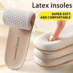 1 Pair Of Latex Insoles For Men & Women - Sweat Absorbent, Odor-Resistant, Shock-Absorbing & Thickened Design, Comfortable Faux Leather Material With Non-Slip Rubber Sole For All-Day Wea
