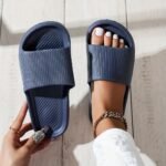 Solid Color Eva Pillow Slides, Soft Sole Lightweight Home Bathroom Slides, Non-Slip Comfort Beach Shoes - Image 8