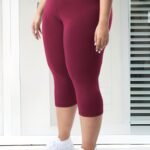 Plus Size High-Waisted 7/8 Leggings - 4-Way Stretch Tummy Control Yoga Pants With Pockets, Solid Color Summer Workout & Casual Wear, Machine Washable, Workout Leggings, Stylish Comfort Wear, Snug Fit Attire