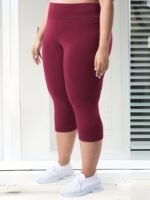 Plus Size High-Waisted 7/8 Leggings - 4-Way Stretch Tummy Control Yoga Pants With Pockets, Solid Color Summer Workout & Casual Wear, Machine Washable, Workout Leggings, Stylish Comfort Wear, Snug Fit Attire