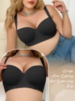 Seamless Plus Size Women'S Bra - Comfortable & Supportive Underwire Bra With Anti-Slip Design, Breathable Nylon Blend Fabric, Black, Supportive Undergarment | Sleek Design | Wire Underwire - Image 4