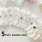 10 Pairs Women'S Ankle Socks - Breathable No-Slip Elastic Ribbed Cuff, Cute Animal & Whimsical Patterns (Hearts, Stars, Moons) - Lightweight Invisible Everyday Casual Socks For Spring/Summer, Spring Footwear, Comfortable Fit, Daily Wear - Image 3