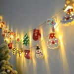 1Pc Festive Christmas Led String Lights, Santa Claus & Snowman Design, Battery-Powered Indoor Holiday Decor, No Batteries Included, Electronic Components, For Home, Party, Bedroom, Tree Decoration