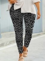 Plus Size Casual Pants, Women'S Plus Solid Elastic High Rise High Stretch Skinny Trousers - Image 10