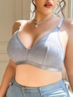 Elegant Light Gray Push-Up Bra With Bow Detail - Comfortable & Supportive Lingerie For Women, High-Elastic Nylon Blend, Hand Wash Only, Perfect For Casual Attire, Comfortable Bra | Elegant Pushup Bra | Nylon Blend Fabric - Image 7