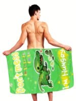 Men'S Fun Pattern Wearable Bathrobe, Soft Absorbent Toiletries, Casual Nightwear For Bathing And Lounging - Image 9