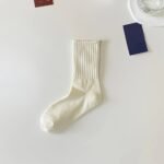5/6 Pairs Of Unisex Japanese Minimalist Solid Color Mid-Calf Socks, Korean Style Versatile Long Socks For Casual And Sporty Wear - Image 5