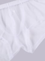 1 Pack Men'S Sheer Mesh Boxer Briefs - Soft, Breathable, Quick-Dry Underwear With Elastic Waistband, Sexy Transparent Design For Casual Wear & Exercise (White & Black), Comfortable Underwear, Sports Underwear, Minimalist Underwear, Medium Elasticity Fabric - Image 6
