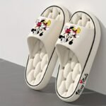 Disney Mickey & Minnie Mouse Unisex Eva Slippers - Soft Comfortable Non-Slip Indoor/Outdoor House Shoes With Ventilation Holes, All-Season Slip-On Design For Women & Men, Black & White Couple'S Slippers, House Slippers - Image 2