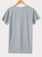 Plus Size Casual T-Shirt, Women'S Plus Dandelion & Slogan Print Short Sleeve V Neck Slight Stretch T-Shirt - Image 4