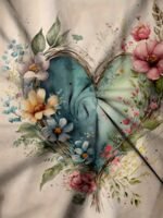 Floral & Heart Print Crew Neck T-Shirt, Casual Short Sleeve T-Shirt For Spring & Summer, Women'S Clothing - Image 3