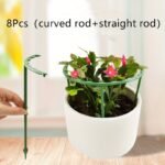 Flexible 8Pcs Adjustable Half Circle Plant Support Stake Rings - Garden Tomato Cage For Climbing Flowers And Indoor Plants, Green Plastic Plant Stakes & Cages Set With Fixed Height Capability - Image 3