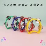 Grasp Training Musical Instrument Educational Toy 4-Bell Hand-Ring Bell Dance Performance Hand-Ring Bell Music Perception Educational Toy New Hand Drum Metal Bell Percussion Instrument Entertainment Instrument Plastic Single Layer Flower Drum Circle - Image 12