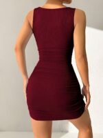 European And American Sexy Square Neck Dress Suitable For Bar Party Vacation Home High-End Pleated Flared Skirt - Image 9