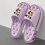Disney Mickey & Minnie Mouse Unisex Eva Slippers - Soft Comfortable Non-Slip Indoor/Outdoor House Shoes With Ventilation Holes, All-Season Slip-On Design For Women & Men, Black & White Couple'S Slippers, House Slippers - Image 3