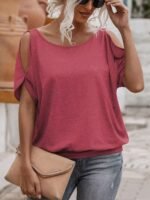 Women'S Light Blue Casual Crew Neck Short Sleeve T-Shirt With Tie-Back Detail - Soft Polyester Summer Top For Casual Attire, Ladies T Shirts - Image 10