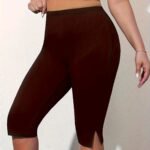 Plus Size Side Split Skinny Shorts, Casual Every Day Stretchy Short Leggings, Women'S Plus Size?Clothing