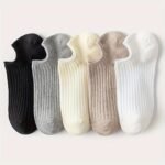 5 Pairs Unisex No-Show Socks - Breathable Sweat-Resistant Anti-Odor Invisible Invisible Socks For Men & Women, Solid Colors (Black, Pink, Grey, Beige, White) - Machine Washable Boat Socks For Casual & Formal Wear - Image 21