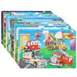 30Pcs Wooden Puzzles For Kids - Animal, Dinosaur & Cartoon Themes With Fire Trucks, Police Cars & Construction Vehicles - Educational Toys For Hand-Eye Coordination, Problem-Solving & Cognitive Development - Vibrant Colors, Durable Wooden Flat Puzzles For Kindergarten & Early Learning Gifts, Kids Learning Games | Cartoon Vehicles | Safe For Kids, Puzzles For Toddlers