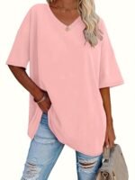 Plus Size, Plus Size Women'S Solid Color T-Shirt - Image 4