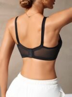 Brelegant Black Lace Wireless Bra With Bow Detail - Breathable, High Support, Full Coverage, Semi-Sheer Design For Women, Full Coverage Lingerie | Sophisticated Style | Underwirefree Support - Image 5