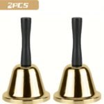 1Pc Golden/Silvery Hand Bell Classic Dinner Bell Durable Hand Bells Loud Call Bell Service Bell Used For Weddings School Classroom Service And Game Parties Christmas - Image 13