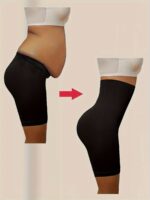 High-Waisted Shaping Panties For Women - Elegant Polyamide Knit Fabric Control Briefs With 90% Polyamide 10% Elastane, Solid Color, High Support With Leg Shaping And Tummy Control, 1 Pc Pack - Image 2