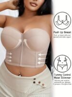 Plus Size Women'S Underwire Push-Up Strapless Bra - Adjustable Thin Cup Shaping Camisole With Breathable Support, Tummy Control & Waist Slimmer For Everyday Elegant Fit, Strapless Push Up Bra, Underwire Support, Durable Underwire - Image 3