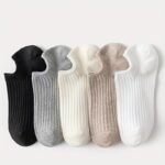 5 Pairs Solid Invisible Socks, Simple Non-Slip Low Cut Boat Socks, Women'S Stockings & Hosiery - Image 3
