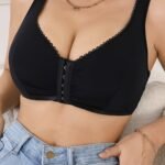 Everyday Comfort, Women'S Plus Size Wireless Bra - Solid Color, Front Closure, Comfortable & Supportive, All-Season Wear, Anti-Sagging Design, Everyday Comfort Bra|Wirefree Design|High Elasticity Fabric