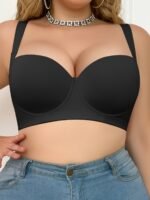 Seamless Plus Size Women'S Bra - Comfortable & Supportive Underwire Bra With Anti-Slip Design, Breathable Nylon Blend Fabric, Black, Supportive Undergarment | Sleek Design | Wire Underwire - Image 5