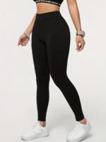 Women'S Pure Black Casual Tight Bottoming Pants, Versatile Clothing|Sleek Leggings|Highwaisted Leggings - Image 2