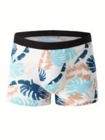 4Pcs Men'S Boxer Briefs - Breathable, Comfort Fit With Vibrant Tropical Floral & Leaf Print, Elastic Waistband, Lightweight & Stylish For Casual Attire, Comfortable Undergarment | Vibrant Print Boxers | Smooth Texture Fabric - Image 10