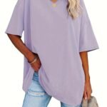 Plus Size, Cross-Border European And American Women'S Spring/Summer New Loose Fit Half-Sleeve Waist-Tied Top